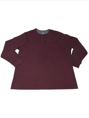 George Henley Thermal Waffle Knit Shirt Men's 3XLT Tall Red Maroon Heavy